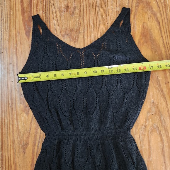 Women's Crochet Black V-Neck Sleeveless Dress Elastic Waist Open Knit‎ XL Beach - Picture 5 of 11
